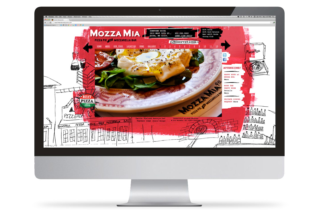 Mozza Mia Gallery Page of Website