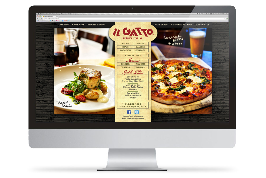 iL Gatto Website on an Apple Desktop