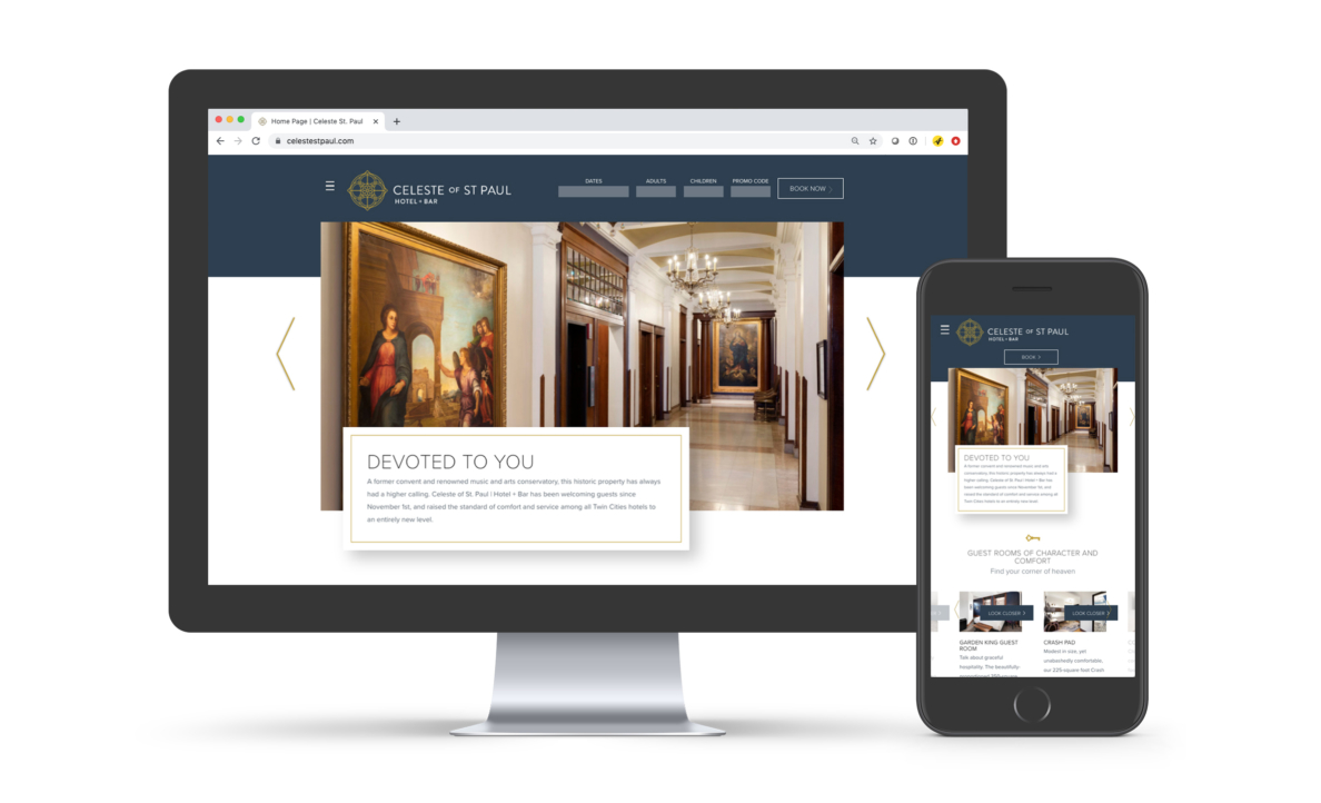 celeste hotel website on desktop and mobile
