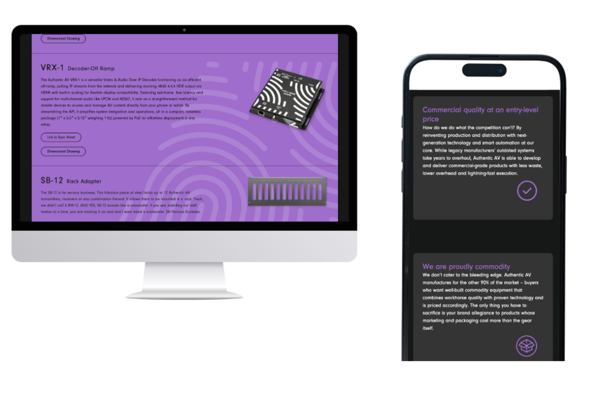 Authentic AV Website Interior Pages